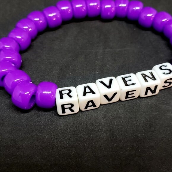 COPY - Baltimore Ravens Football Beaded Bracelet - Picture 2 of 3